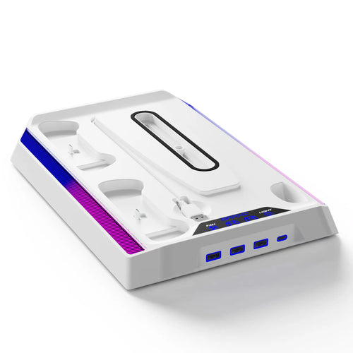 HUPEND PS5 Multi-Function Cooling and Charging Dock with RGB Lighting, Dual Controller Charging, Multiple Ports, and Expansion Cooling Fan